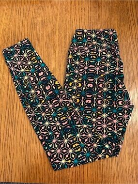 LuLaRoe Geometric Floral Leggings - Black, Pink, Teal, Yellow